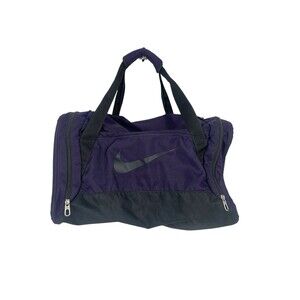 Vintage 90s Nike Duffel Bag Luggage Gym Purple Black White Tag Swoosh